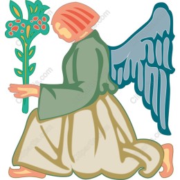 Angelic Kneeling with Floral Branch