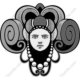 Monochrome Face with Decorative Swirls