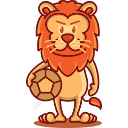 Cartoon Lion with Soccer Ball