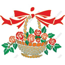 Charming Basket of Roses with Red Bow