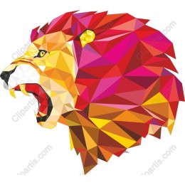 Vibrant Polygonal Lion Head