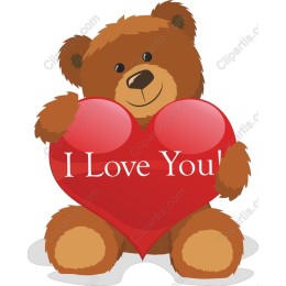 Cute Teddy Bear Holding Heart - I Love You!
