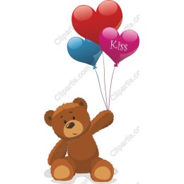 Teddy Bear Love with Heart Balloons