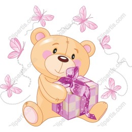 Cheerful Teddy Bear with Gift
