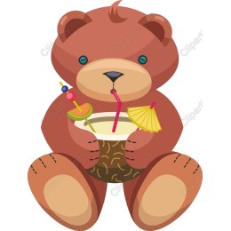 Playful Teddy Bear with Coconut Drink
