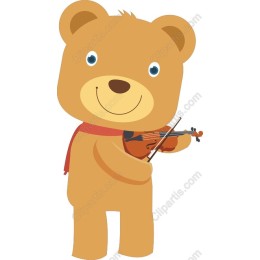 Cheerful Bear Playing Violin