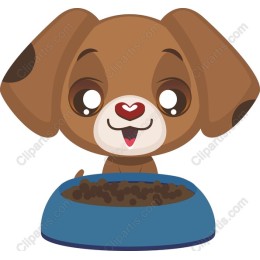 Playful Puppy Eating from Bowl
