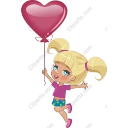 Cheerful Girl with Heart Balloon