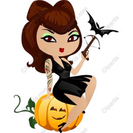 Tattooed Witch on Pumpkin