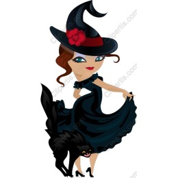Whimsical Witch with Cat