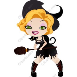 Playful Witch with Cat