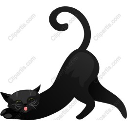 Stretching Black Cat