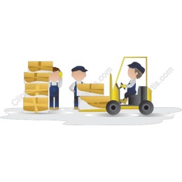 Warehouse Workers and Forklift