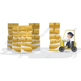 Forklift Driver and Stacked Packages