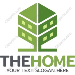Modern Green Home & Tree Logo