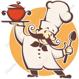 Cheerful Chef with Red Pot