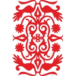 Red Ornamental Bird and Floralwork