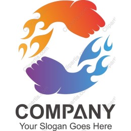 Dynamic Hands and Flames Logo
