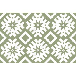 Geometric Star Pattern in Olive and White