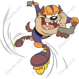 Energetic Roller-Skating Cartoon Character