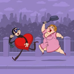 Love in Pursuit: Comical Chase Art