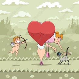 Whimsical Cupid and Heart