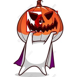 Whimsical Ghost Holding Jack-o'-Lantern
