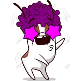Funky Grape Hair Cartoon Dog