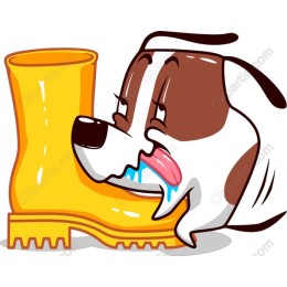 Adorable Cartoon Dog with Yellow Boot