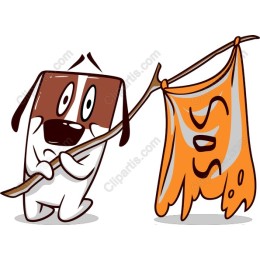 Whimsical Dog with Flag