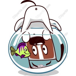 Whimsical Dog and Fishbowl
