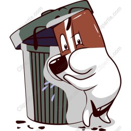 Mischievous Dog with Trash Bin