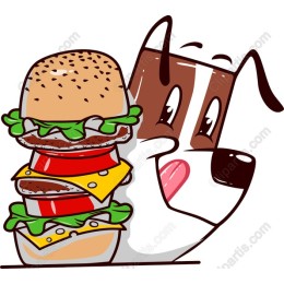 Playful Pooch with a Towering Burger