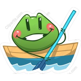 Cheerful Frog in Boat