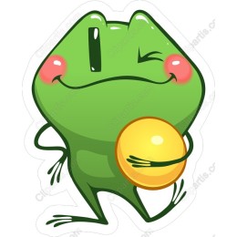 Cartoon Frog with Golden Coin