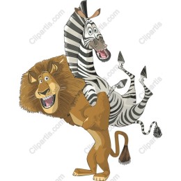 Playful Lion and Zebra