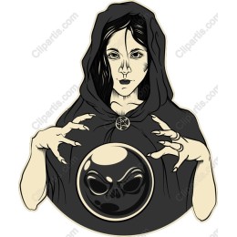 Enigmatic Sorceress with Crystal Ball