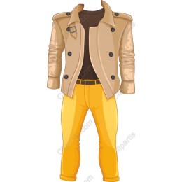 Fashionable Beige Trench Coat with Yellow Pants