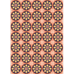 Vibrant Floral Pattern in Navy and Peach