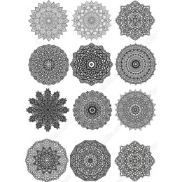 Intricate Mandala Set - 12 Hand-Drawn Cliparts
