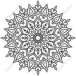 Elegant Botanical Mandala Clipart