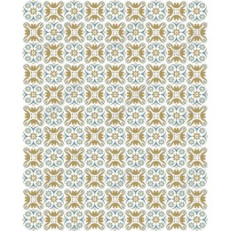 Geometric Elegance: Floral Pattern in Gold and Blue