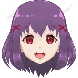 Cheerful Purple Hair Anime Character