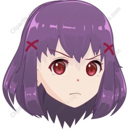 Anime Character with Purple Hair and Red Clips