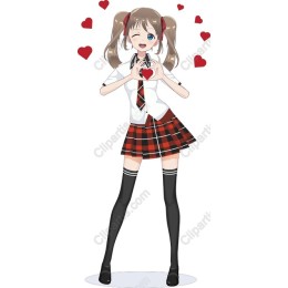 Joyful Anime Girl with Heart Symbol