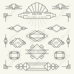 Art Deco Line Label & Badge Set
