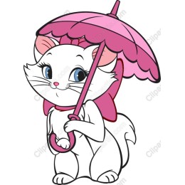 Charming Cat with Pink Umbrella
