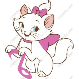 Charming White Cat with Heart Key