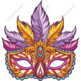 Vibrant Carnival Mask with Intricate Feather