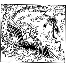 Majestic Phoenix Line Art
